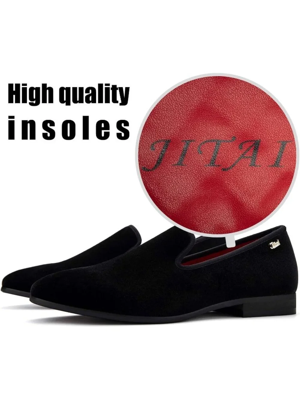 JITAI Men's Black15 Elegant Rubber & Leather Penny Loafers Casual Formal Shoes
